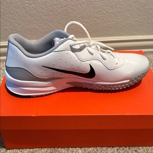 Nike White and Silver Sports Sneakers
